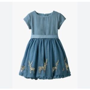 Mini Boden Girls' Velvet Applique Dress, Blue